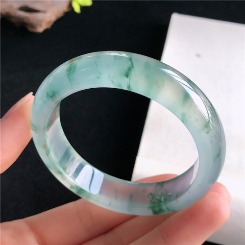 冰種飄花天然玉石緬甸老坑正圈女式鐲子貴妃正品A飄綠翡翠玉手鐲