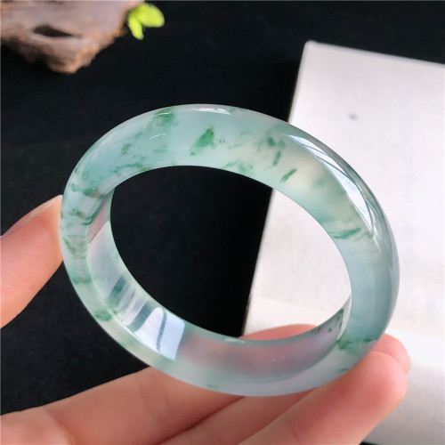 冰種飄花天然玉石緬甸老坑正圈女式鐲子貴妃正品A飄綠翡翠玉手鐲