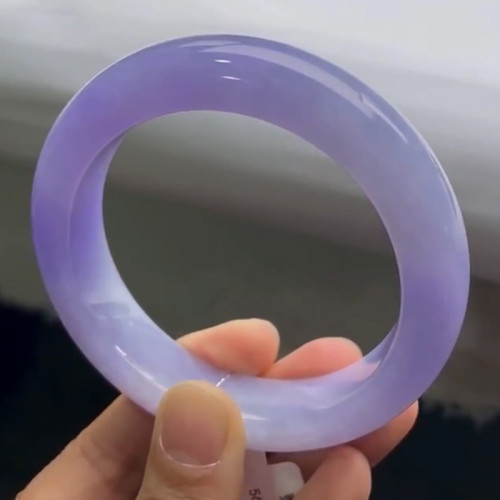 緬甸翡翠手鐲冰糯種紫羅蘭玉鐲老坑冰種春彩紫色正圈貴妃鐲少女款