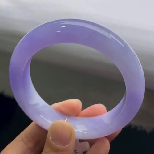 緬甸翡翠手鐲冰糯種紫羅蘭玉鐲老坑冰種春彩紫色正圈貴妃鐲少女款