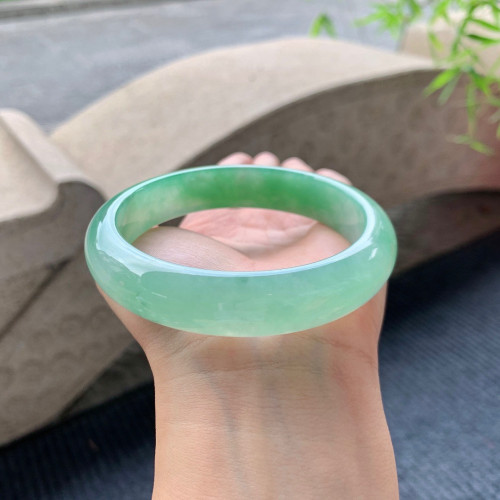 天然緬甸翡翠手鐲老坑a貨玉石冰種飄綠正圈平安翡翠手鐲女士送禮