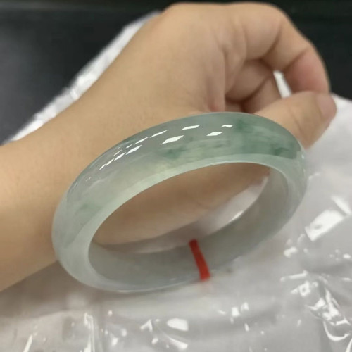 天然緬甸翡翠玉手鐲女款超仙飄藍花冰種翡翠手鐲冰透送禮批髮少女