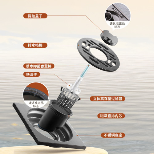 香薰款槍灰奶油色防臭加厚地漏304不鏽鋼大排量衛生間浴室淋浴房