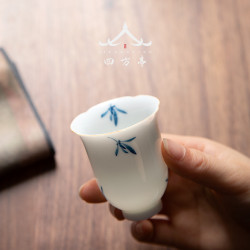 純手繪蘭花品茗杯單杯陶瓷家用茶杯薄胎主人杯功夫茶具聞香杯茶盞