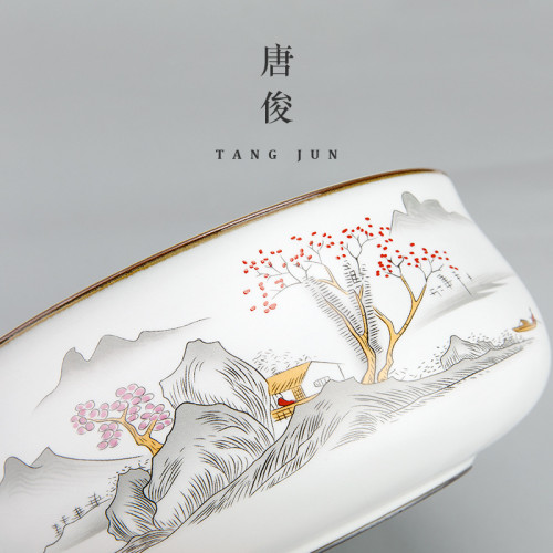 景德鎮汝窰月白茶洗大號茶海杯洗大容量茶渣缸家用建水筆洗茶配件