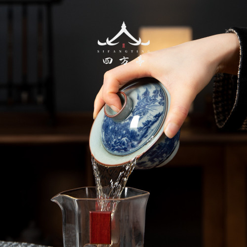 蓋碗茶杯茶具景德鎮青花瓷泡茶家用陶瓷三才茶碗單個八寶茶三砲台