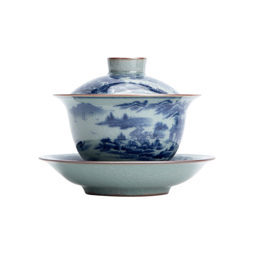 蓋碗茶杯茶具景德鎮青花瓷泡茶家用陶瓷三才茶碗單個八寶茶三砲台