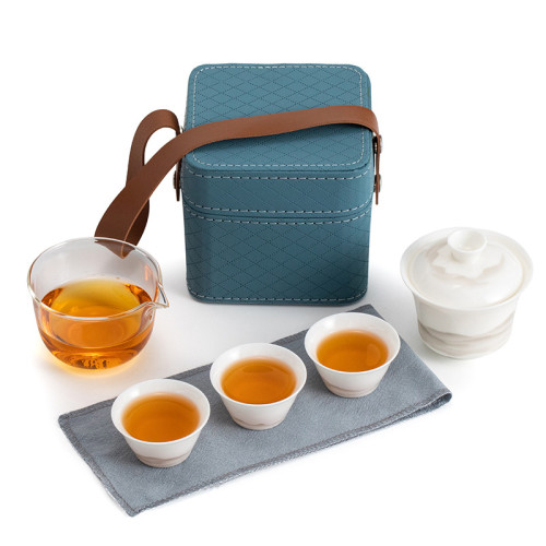 旅行茶具套裝陶瓷可攜式簡約日式蓋碗一杯快客杯二杯車用小套茶杯