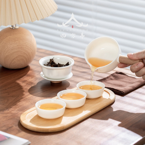 功夫茶具套裝茶盤陶瓷輕奢車用泡茶小套茶藝可攜式包旅行收納北歐