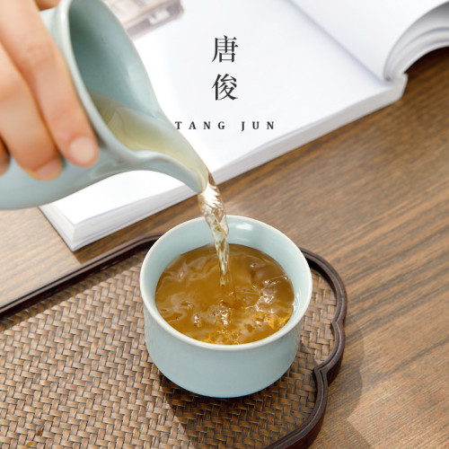 汝窰主人杯姓氏大號男士品茗茶杯陶開片可養汝瓷茶具杯子