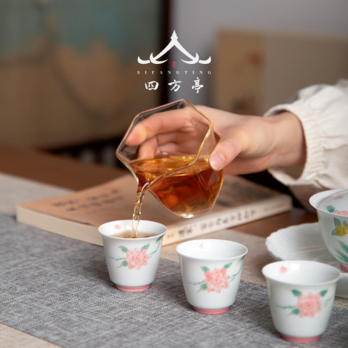 景德鎮手繪茶具套裝手工羊脂玉女士功夫蓋碗茶杯陶瓷輕奢下午茶