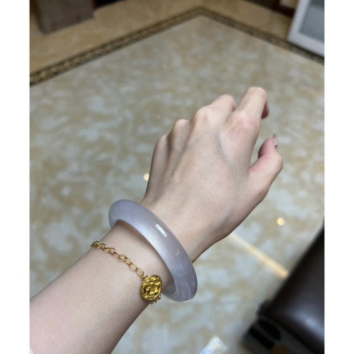 天然白月光翡翠手鐲新款冰種正圈玉鐲子正品水潤晴水美人鐲少女款