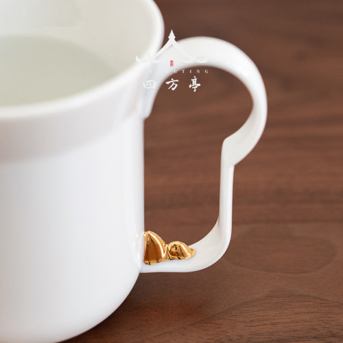 陶瓷茶杯泡茶杯辦公杯白瓷水杯帶蓋杯子茶水分離馬克杯帶手柄過濾