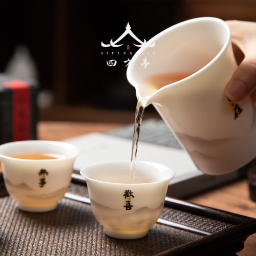 主人杯陶瓷品茗杯茶具白瓷白玉喝茶小杯子6衹德化茶碗茶盞客人杯