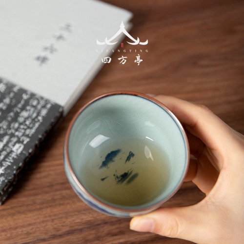 景德鎮主人杯單杯高足青花瓷品茗杯茶杯單個陶瓷中式茶具茶盞高檔