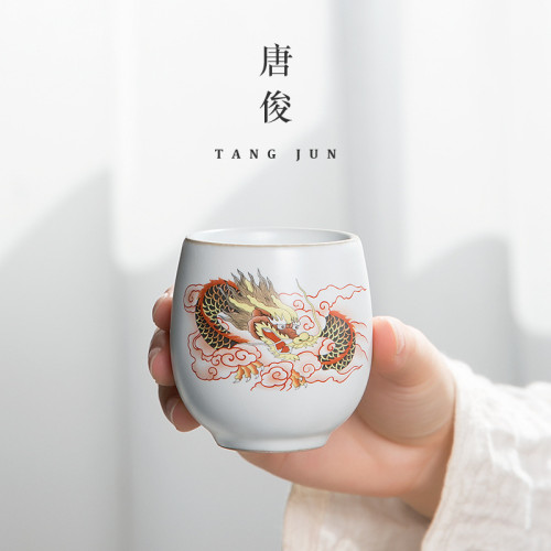 景德鎮功夫茶杯套裝陶瓷開片主人杯大號杯子茶具個人專用100ml