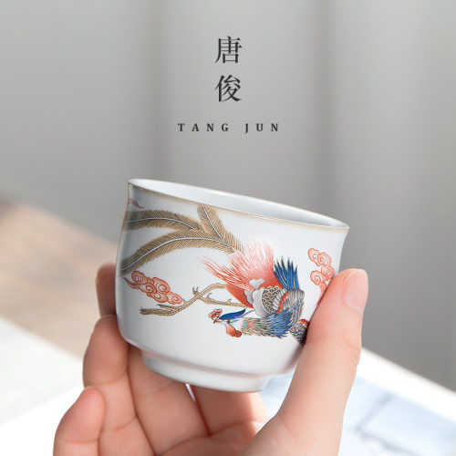 景德鎮功夫茶杯套裝陶瓷開片主人杯大號杯子茶具個人專用100ml