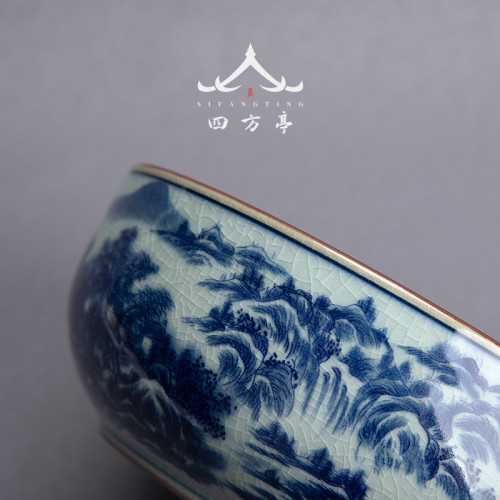 青花瓷茶具筆洗茶碗水盂水洗景德鎮復古杯洗茶洗建水陶瓷茶缸