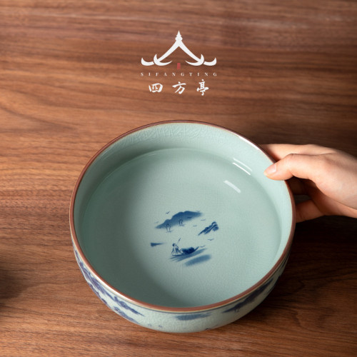 青花瓷茶具筆洗茶碗水盂水洗景德鎮復古杯洗茶洗建水陶瓷茶缸