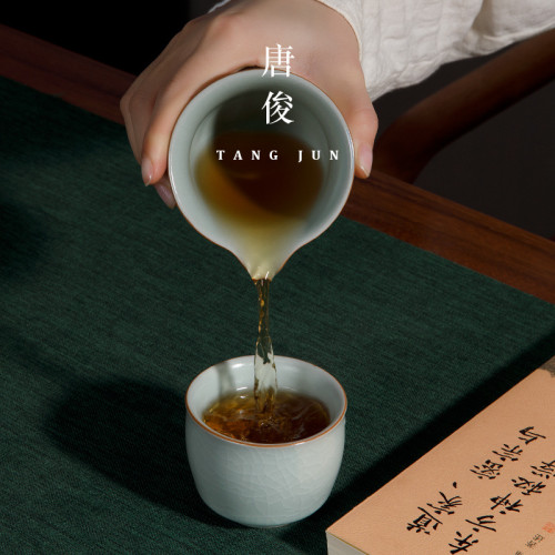 汝窰茶杯大號主人杯汝瓷開片可養功夫杯子陶瓷家用茶碗茶具個人