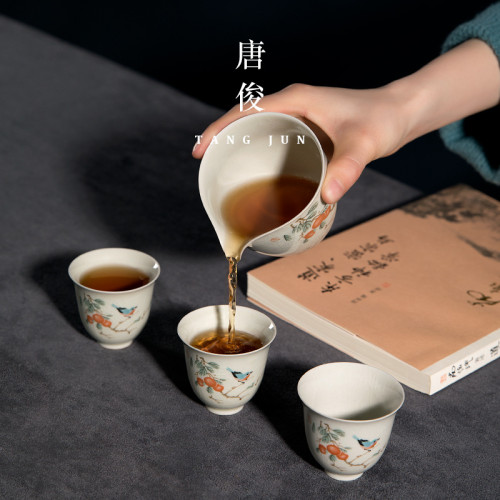 四方亭 景德鎮茶杯套裝陶瓷品茗杯功夫茶具中式杯子茶碗6衹裝