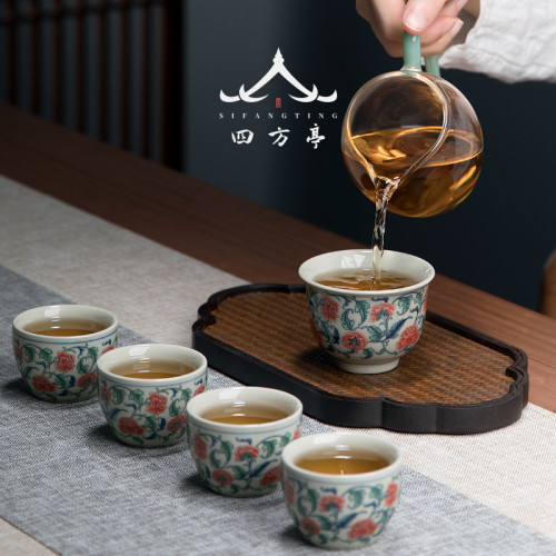 唐俊 景德鎮茶杯套裝禮盒裝杯子4個茶盞主人杯功夫茶具中式陶瓷