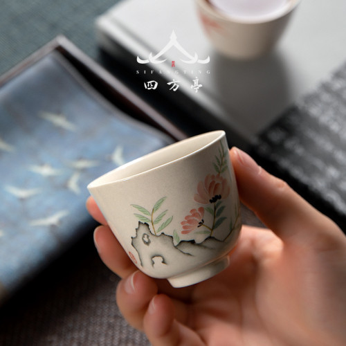 茶杯品茗杯陶瓷主人杯單杯功夫小茶杯套裝復古單杯男女家用