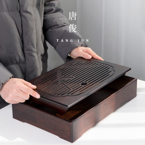 茶盤小茶台家用托盤小型茶海竹製蓄水現代簡約瀝水茶盤茶具儲水式