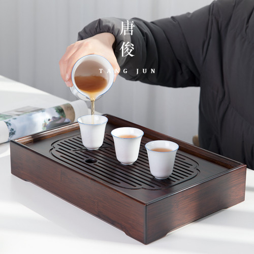 茶盤小茶台家用托盤小型茶海竹製蓄水現代簡約瀝水茶盤茶具儲水式
