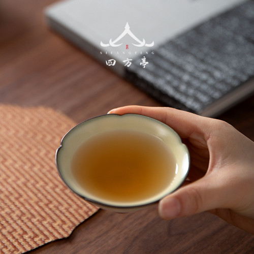 汝窰葵口斗笠杯主人杯品茗杯單杯茶具茶杯茶盞高級大號茶碗日式