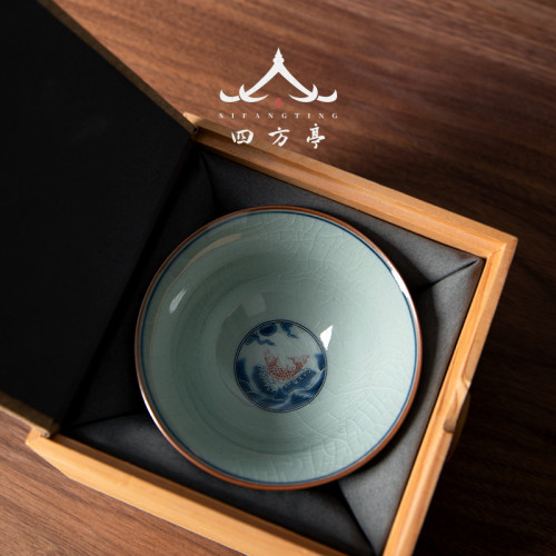 斗笠杯茶杯主人杯景德鎮青花瓷個人專用陶瓷茶具家用茶碗品茗杯