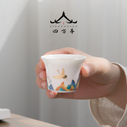 景德鎮白瓷茶具套裝輕奢家用陶瓷功夫蓋碗茶杯高級禮盒高檔茶杯