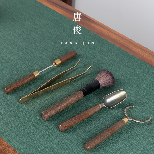 琺瑯彩茶道六君子金屬銅製茶具大全6套裝泡喝茶工具茶藝用品配件