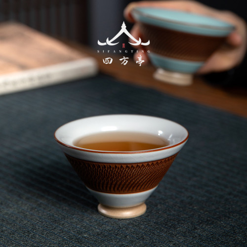 斗笠杯跳刀主人杯單杯中式大號個人茶杯品茗杯陶瓷高級茶具景德鎮