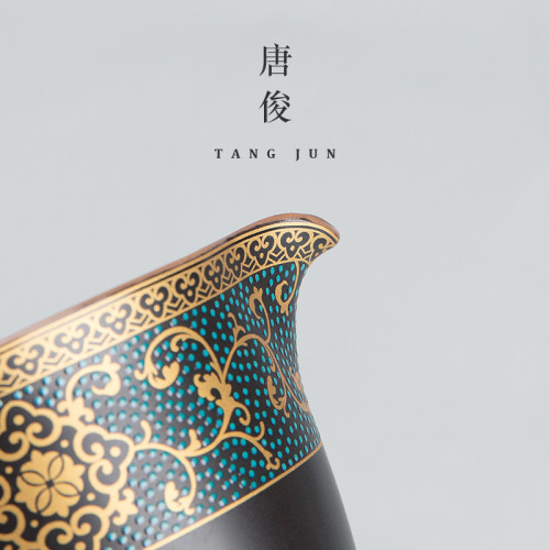 四方亭琺瑯彩公道杯茶漏過濾一體家用茶葉過濾漏器網紗分陶瓷套裝