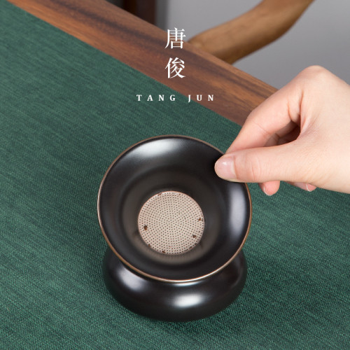 四方亭琺瑯彩公道杯茶漏過濾一體家用茶葉過濾漏器網紗分陶瓷套裝