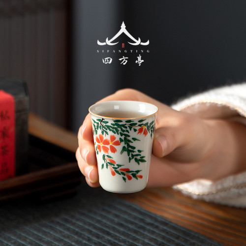 手繪景德鎮主人杯單杯陶瓷功夫茶具茶杯品茗杯子小茶碗女士家用