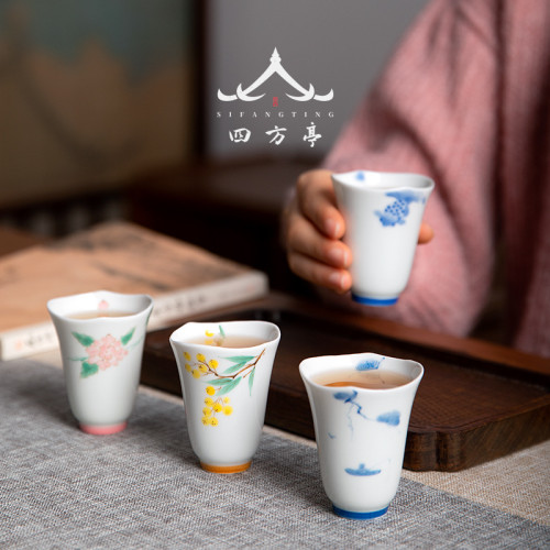 景德鎮手繪茶杯女神品茗杯主人杯單杯套裝聞香杯陶瓷白瓷個人