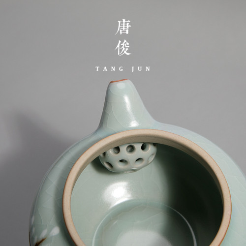 唐俊 汝窰大號茶壺陶瓷單壺景德鎮汝瓷功夫茶具高級高檔大容量