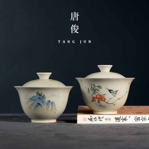 手抓壺單個茶壺茶具泡茶防燙陶瓷蓋碗不燙手二才茶碗茶杯景德鎮