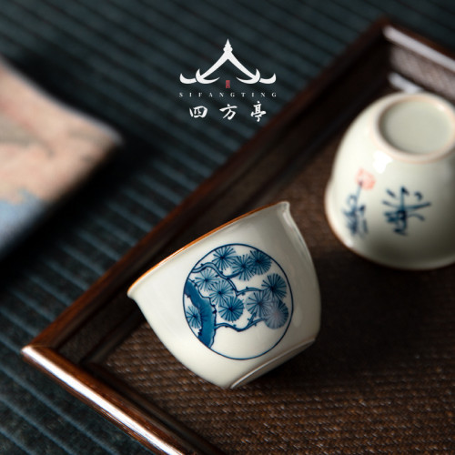 茶具手繪青花瓷茶杯品茗杯景德鎮主人杯陶瓷茶碗茶盞手工高檔