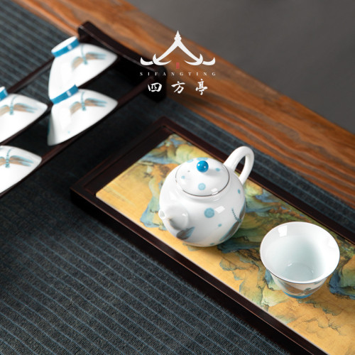四方亭 斗笠杯6個帶杯架茶杯架子茶具架收納晾杯套裝瀝水茶道配件