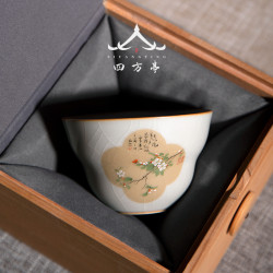 汝窰茶杯開片可養景德鎮女士個人專用陶瓷喝茶高級單杯茶盞