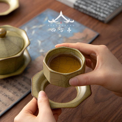旅行茶具套裝快客杯一壺二杯戶外可攜式收納包泡茶小套哥窰汝窰