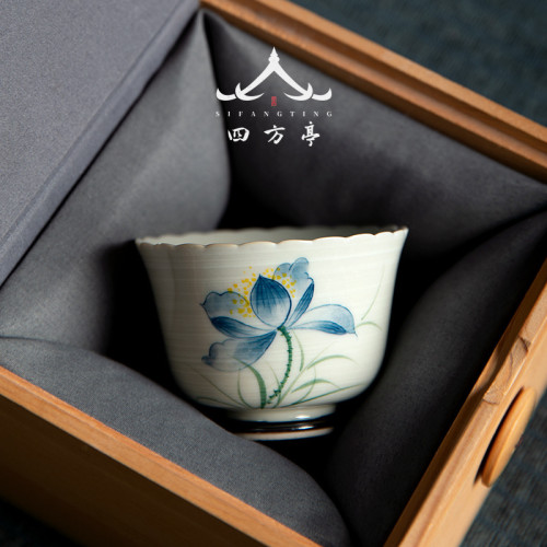 文藝景德鎮手繪茶杯歡喜女士陶瓷品茗杯單杯主人杯個人專用輕奢