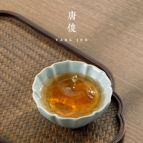 四方亭 汝窰開片茶杯汝瓷杯子茶盞高級女士品茗杯主人杯個人專用