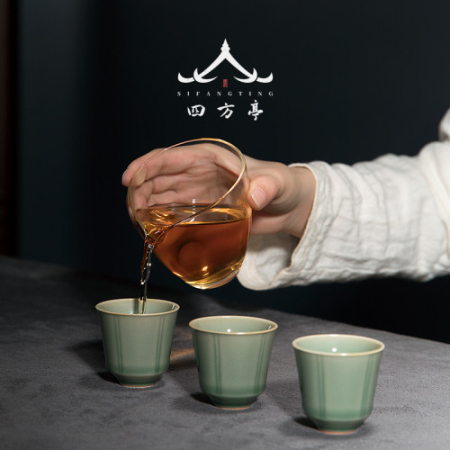 四方亭 斗笠蓋碗套裝一壺三杯小型功夫茶具高檔輕奢旅行裝三才