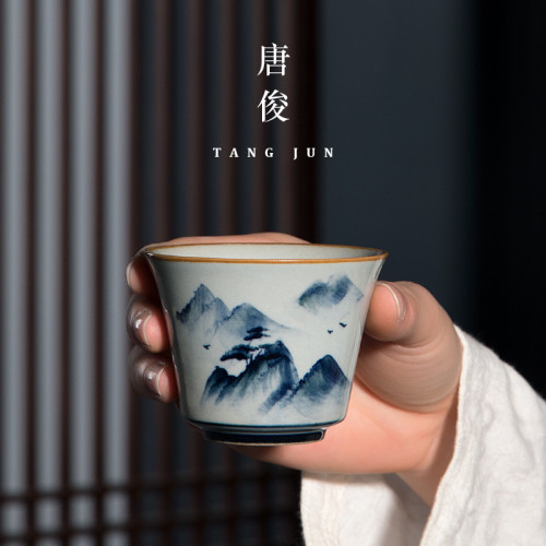 景德鎮釉下彩主人杯手繪陶瓷單個品茗杯大號茶杯功夫茶具杯子仿古