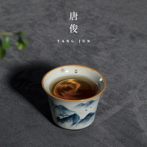 景德鎮釉下彩主人杯手繪陶瓷單個品茗杯大號茶杯功夫茶具杯子仿古