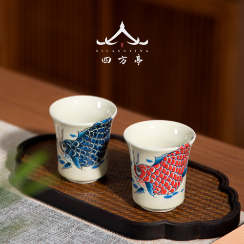 鯉魚景德鎮功夫茶杯主人杯男個人專用女茶具杯子日式侘寂單杯陶瓷